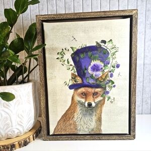 Pier 1 Fancy Fox Framed Canvas Wall Art Woodland Animal Decor 12x9